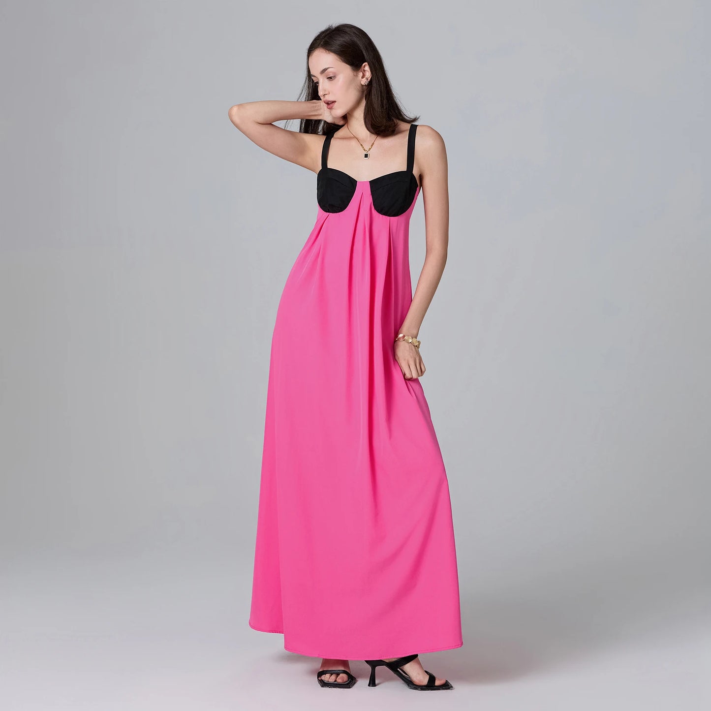 Puloru Night Clubbing Party Dresses Women Patchwork Backless Sleeveless Loose Fit Slips Long Dress Gown Evening Vestidos