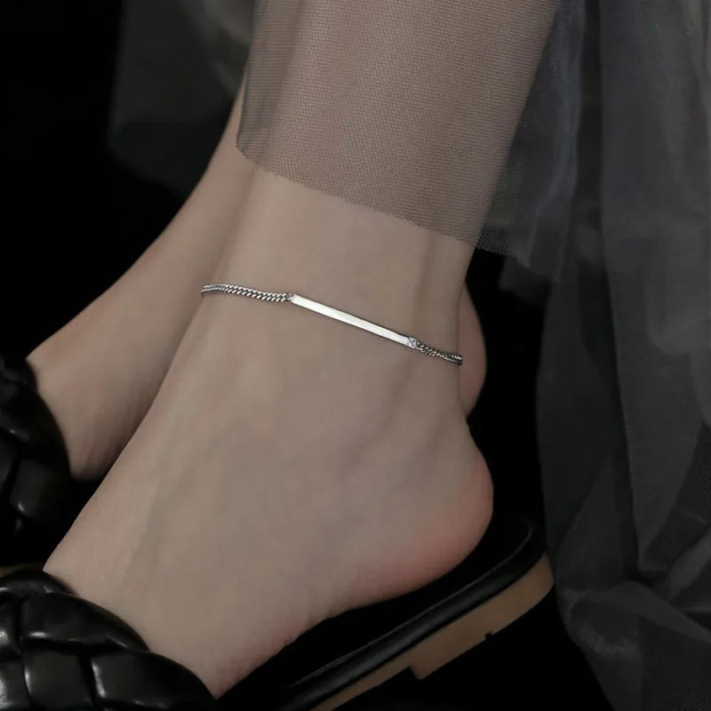 925 Sterling Silver Anklet Fashion Simple Temperament Anklet Birthday Gift For Women Senior Jewelry Accessories