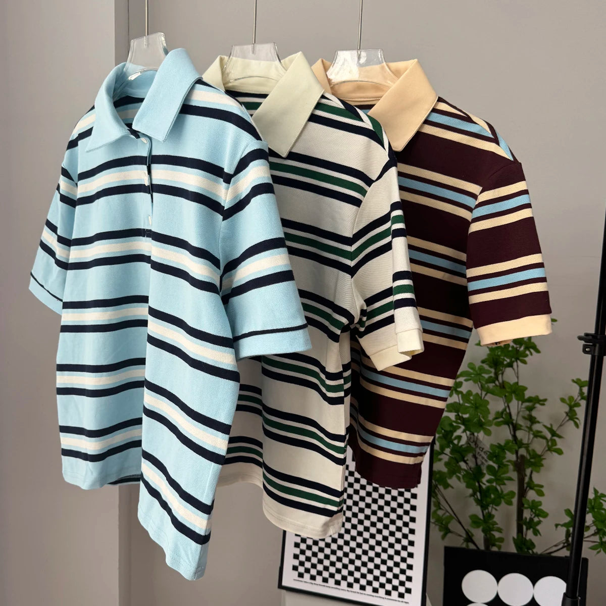 Hirsionsan Polo Neck T Shirt Women Soft Chic Tees 95% Cotton Jumper Clothes Loose Casual Pullover 2025 Summer New Crop Tops