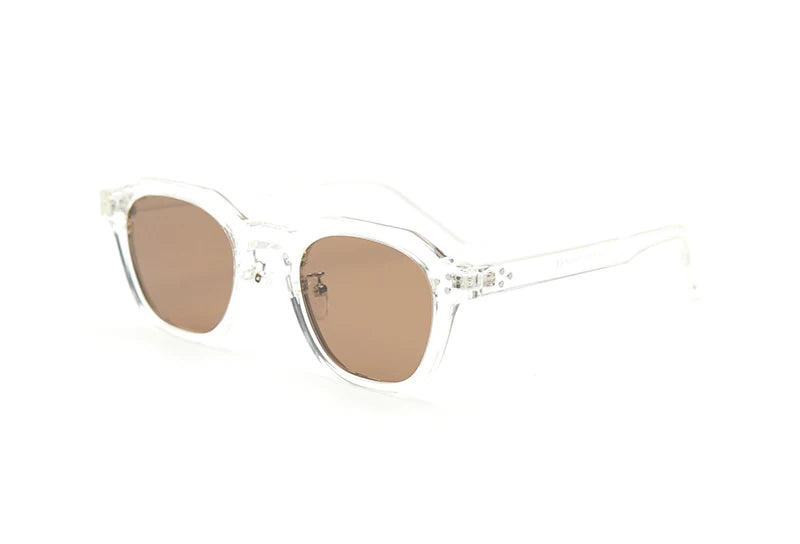 Peekaboo korean style retro sun glasses for women TR90 frame polygon polarized sunglasses uv400 male green brown 2023 summer