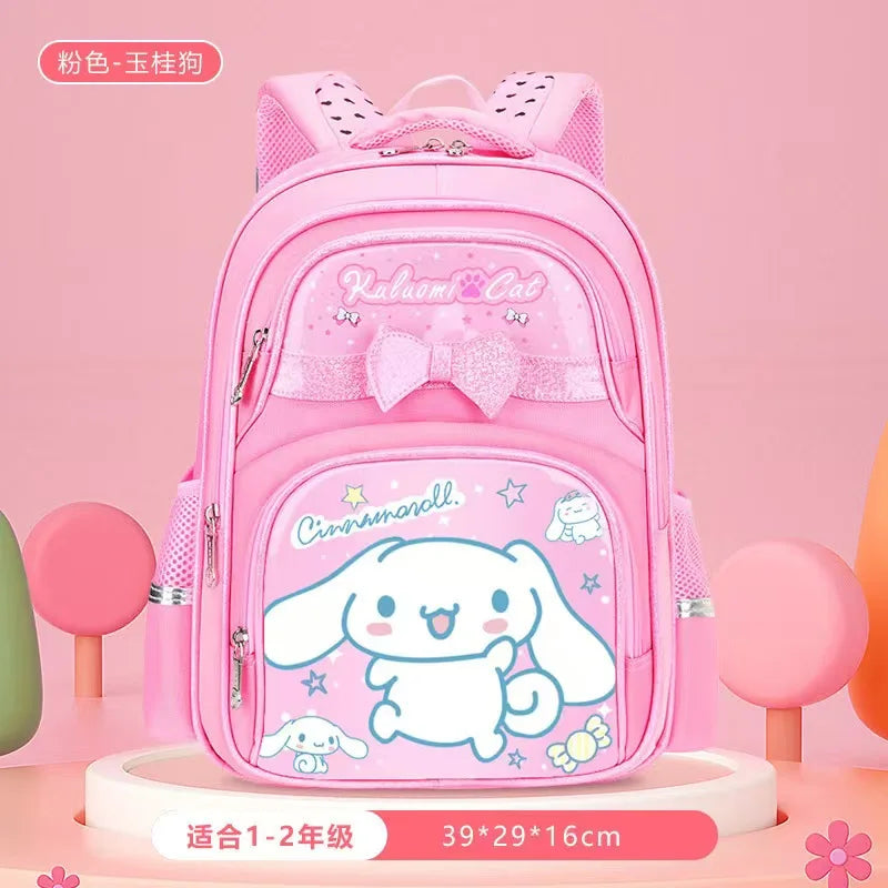 New Kuromi Trolley School Bag Melody Girls Trolley Bag Stationery Storage 2 Wheels/6 Wheels Telescopic Folding Climbing Floors