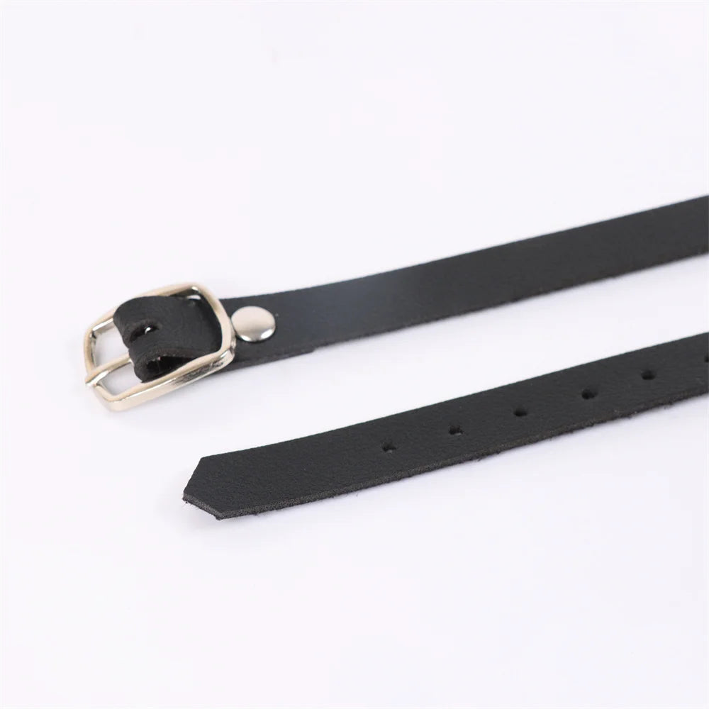 Ankle Belt Black O-Ring Ankle Punk Leather Feather Anklet Men's Women Alloy Pendant Accessories YK2 Ankle Belt