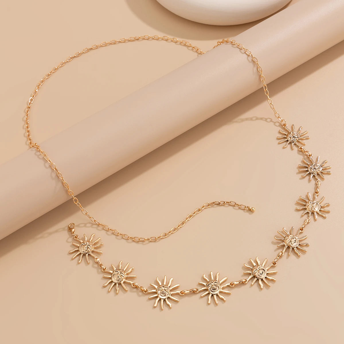 KunJoe Boho Golden Sun Waist Belly Chain for Women Summer Sexy Bikini Belt Adjustable Body Chain Festival Jewelry Accessories