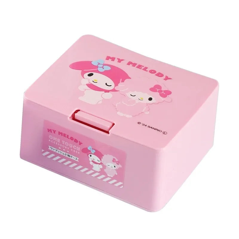 Genuine Japanese Sanrio Melody Sanrio Cotton Swab Stick Box Press Pop-up Cover Storage Box Cosmetics Storage Box