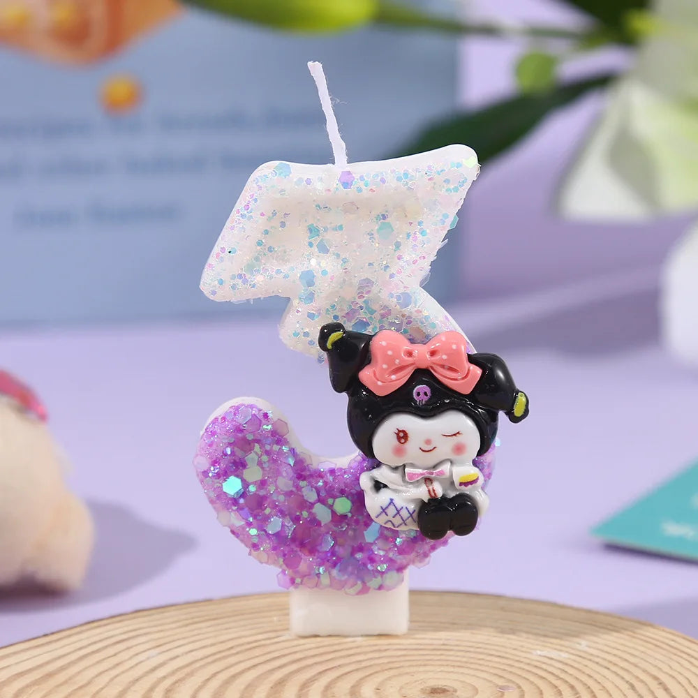 Kawaii Kuromi Birthday Candle Sanrio Purple 0-9 number Candles Birthday Cake Decoration Anniversary Party Candles Scene supplies