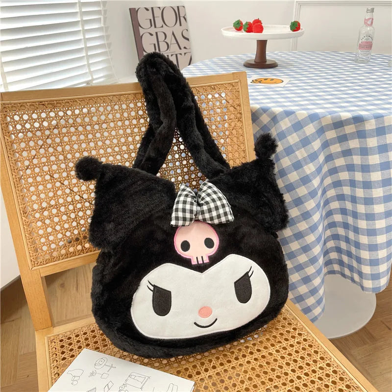 Sanrio New Model Cartoon Cute Kuromi Large-capacity Shoulder Bag Cinnamoroll Hand-held Underarm Bag Daily Match Girl Gift