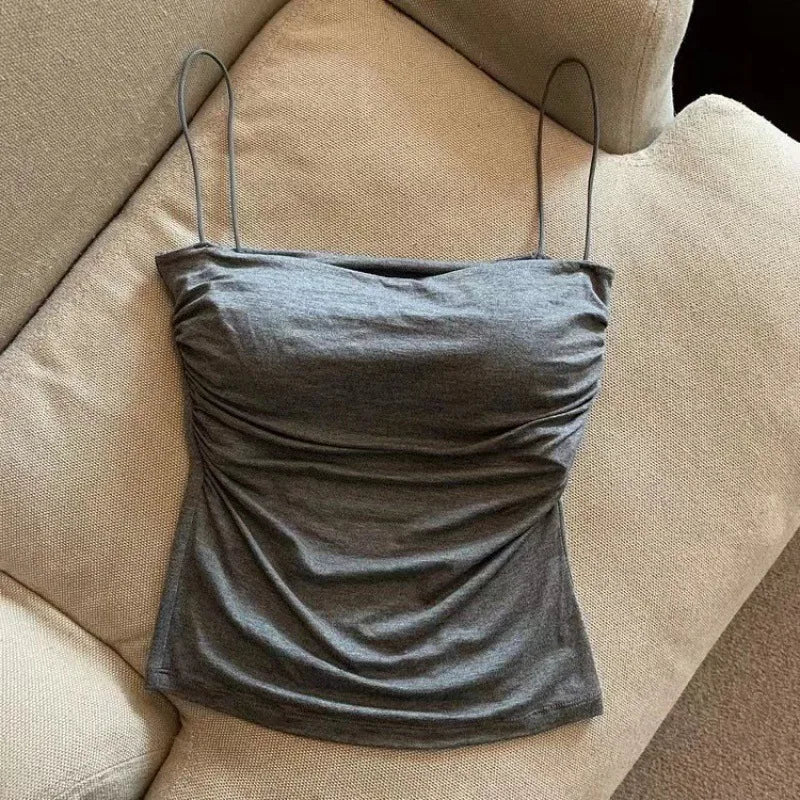 2024 Women Halter Top Summer Korean Style Trend Fashion Built in Women Bra Stretch Women Beach Everyday Casual Tank Top