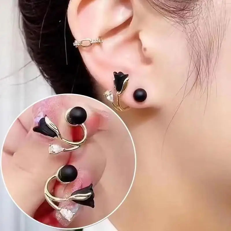 925 Silver Needle Korean Vintage Brown Pearl Earrings For Women Jewelry 2025 Trending New Luxury Women's Red Ball Earrings gifts