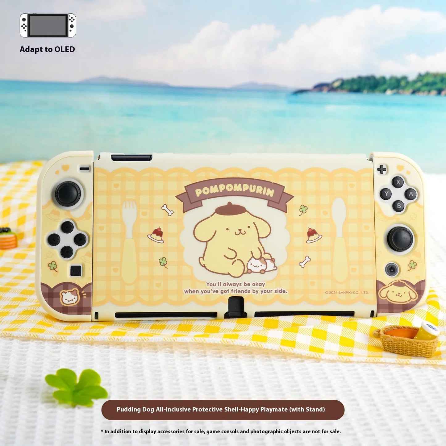 Sanrio Figure Hello Kitty Switch Ns/Oled Protective Case Hard Shell Protective Cover Plug Base Cute Peripheries Game Accessories