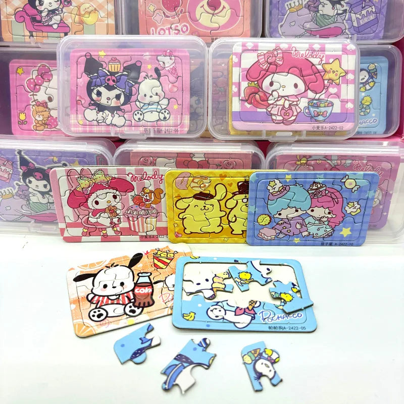 Sanrio Puzzle Kuromi Cinnamoroll Assembly Game Early Learning Educational Cartoon Hellokitty My Melody Toys Kids Gift