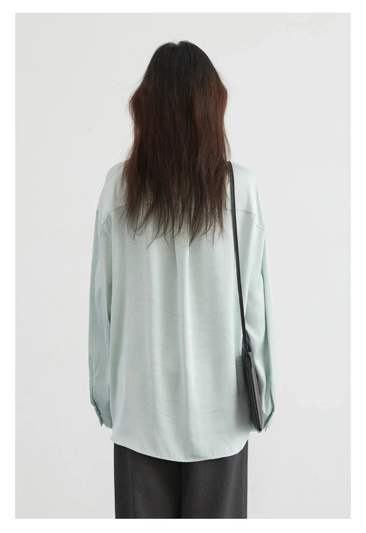 CHIC VEN Korean Women Shirt White Solid Pleated Side Slit Loose Long Sleeved Woman Blouses Female Tops Spring Summer 2025