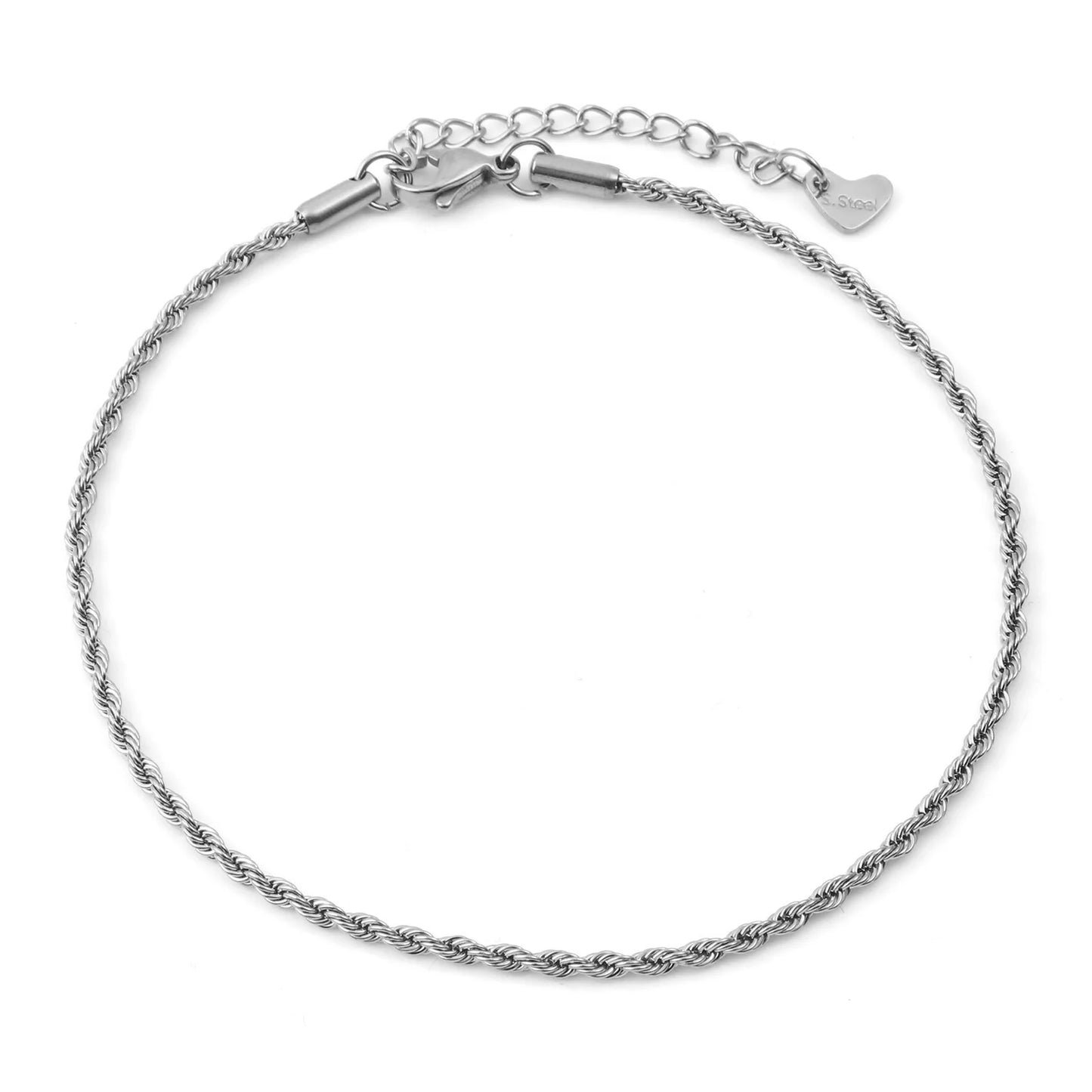 Stainless Steel Link Chain Anklet Silver Color For Women Beach Foot Leg Chain Ankle Bracelets Jewelry Gift 23.5cm long, 1 Piece
