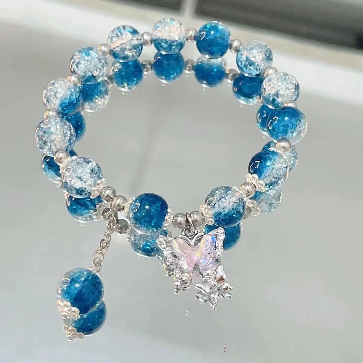 2024 New Trendy Red Beaded Chain Bracelet for Women Simple Hollow Butterfly Pendant Bracelets Jewelry Gifts Accessories
