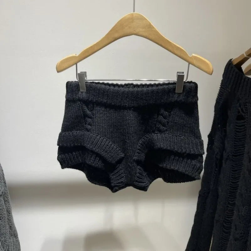 Kimotimo Hot Sexy Knit Shorts Women Korean Fashion Casual Outerwear Sheath Mini Pants 2025 Spring Solid Versatile Y2k Streetwear