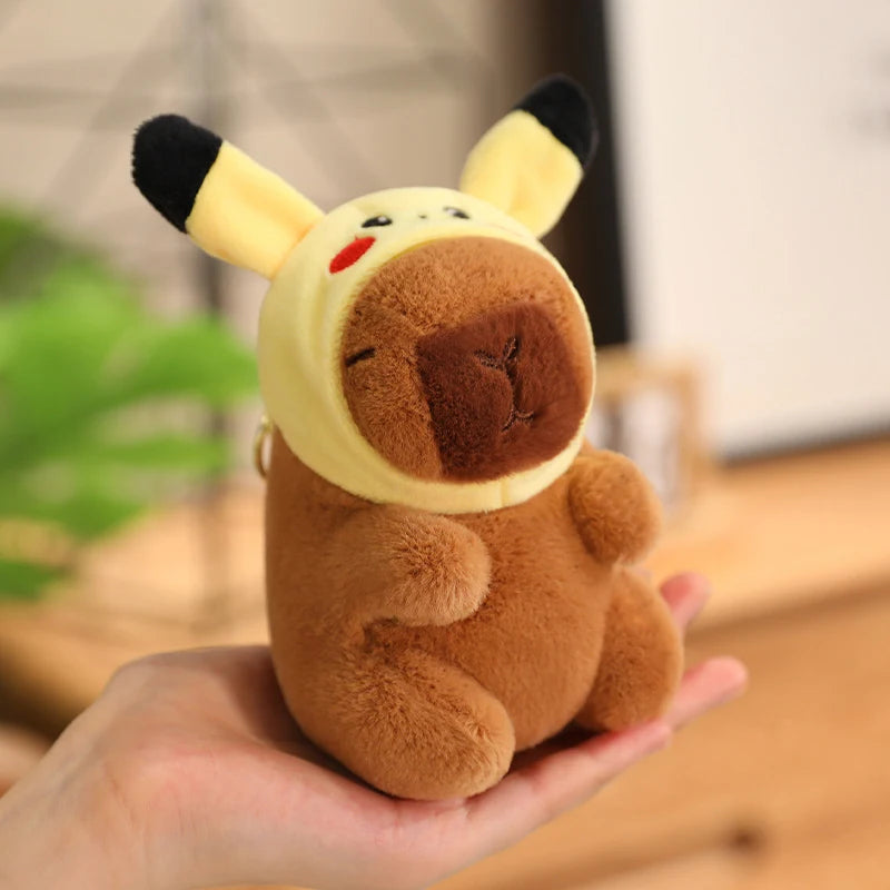 Capibara Plushies Doll Disney Stitch Pikachu Kuromi Lucifer Cat Hat Capybara Plush Toy Cartoon Stuffed Animal Doll Xmas Gifts