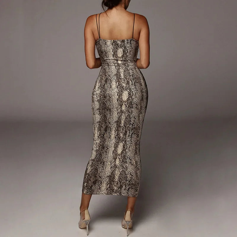 Dulzura Women Party Club Evening Streetwear Leopard Bodycon Midi Dress 2024 Summer Clothes Wholesale Items For Business