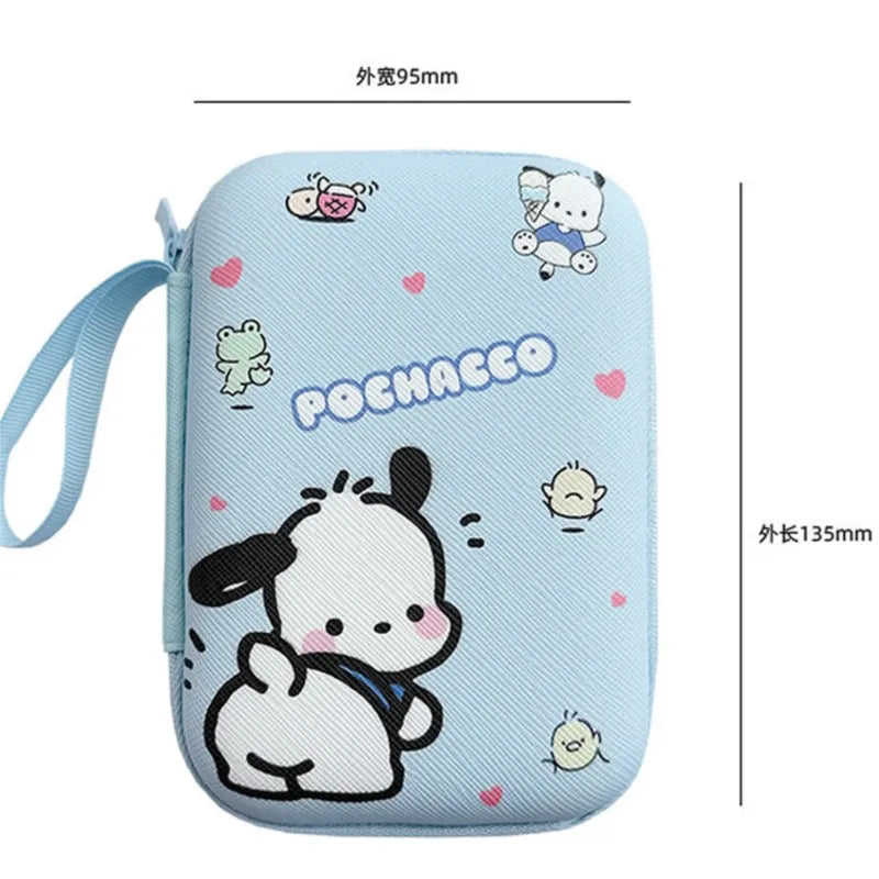 Sanrio Hello Kitty Kuromi Data Cable Storage Bag Anime Cartoon Portable Charger Earphone Coin Sorting Case Organizer Carry Box
