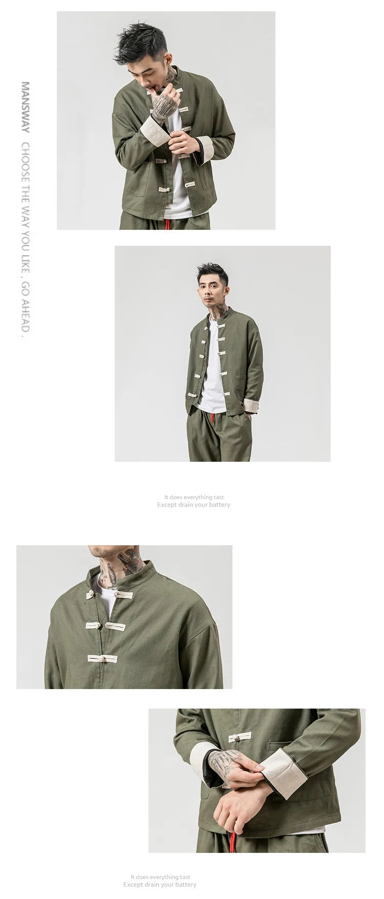 Chinese Wind Cotton Buckle Large Men's Casual Jacket Jacket Retro Stand-up Collar Tang Suit Top Batch