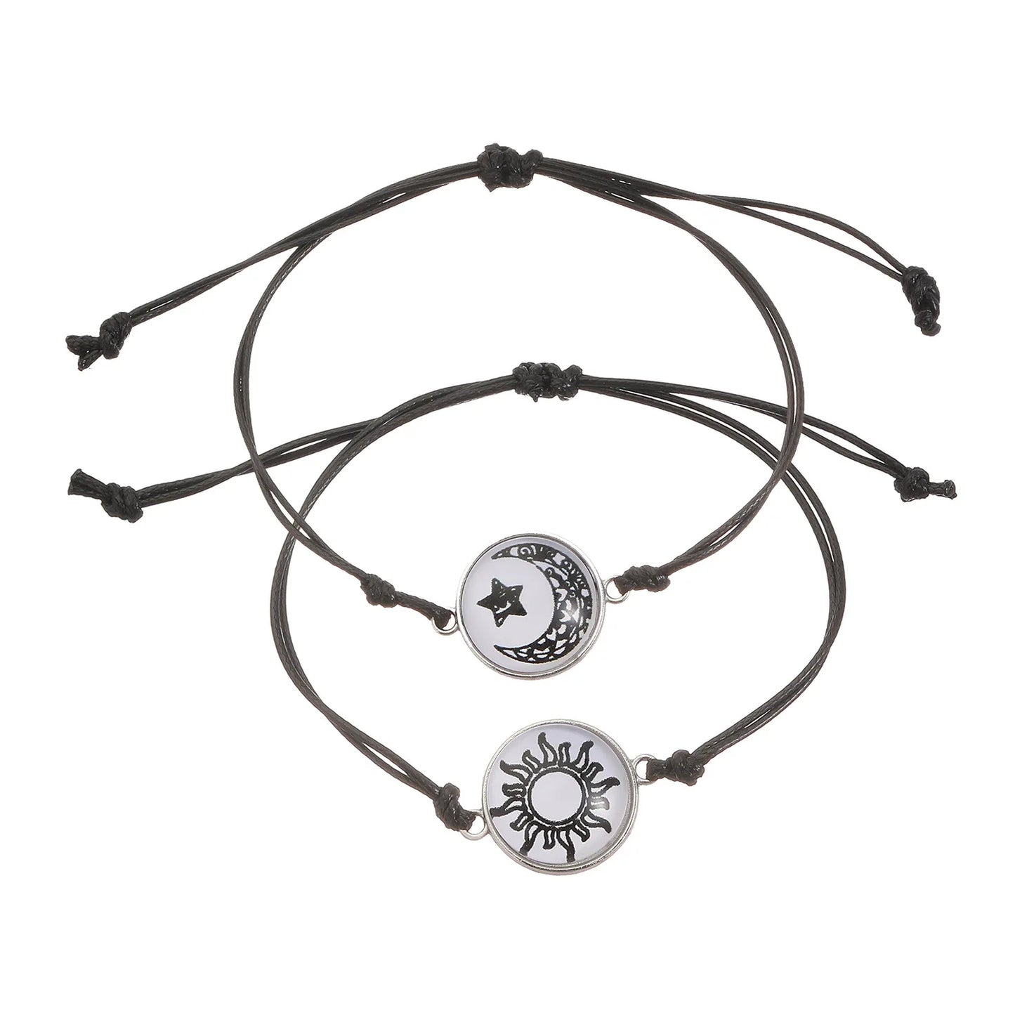 Romantic Luminous Sun Moon Couple Bracelets for Women Men Handmade Braided Rope Matching Bracelet Valentine's Day Jewelry Gifts