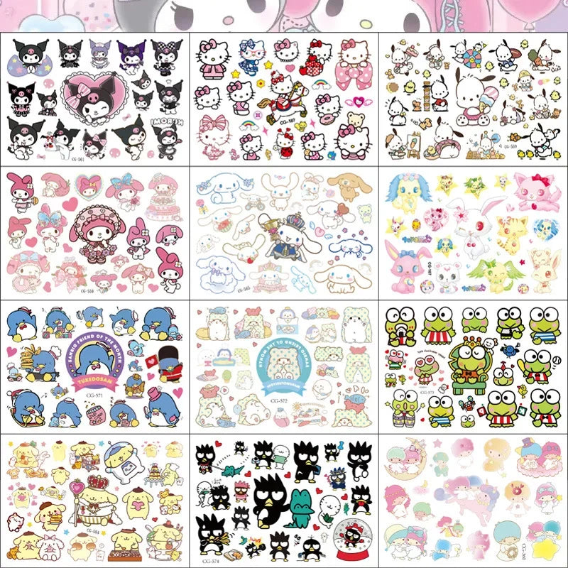 Sanrio series Tattoo Stickers Waterproof Cute Sticker Anime Birthday Party Supplies Decoration For Kids Women Men Gift