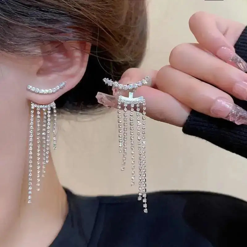 925 Silver Needle Korean Fashion Big Crystal Heart Earrings For Women Jewelry 2025 Trending New Luxury Women's Zircon Earrings