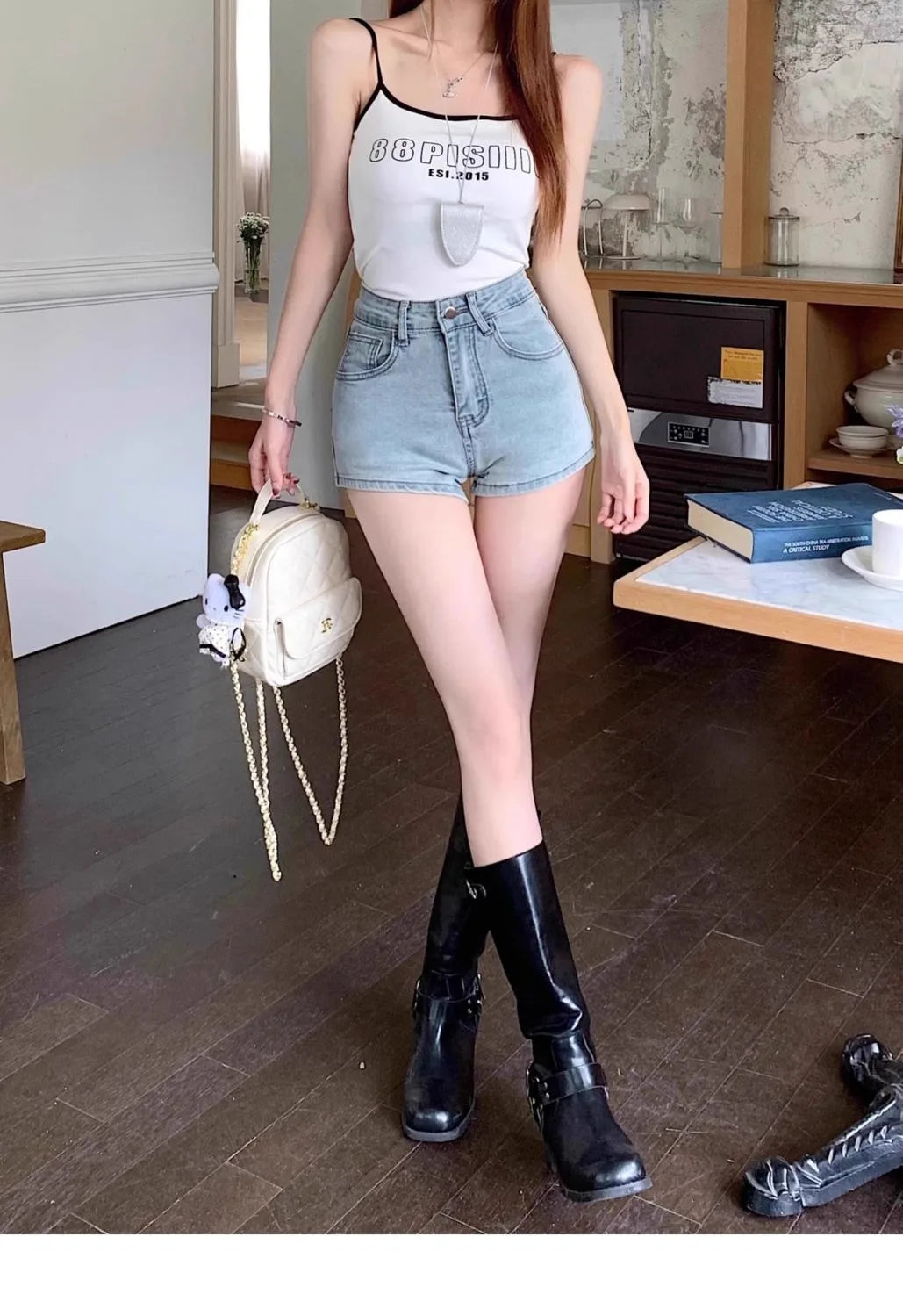Women's Sexy Denim Shorts Y2K Petite High Waisted Hip Lifting Shorts with Personality 3D Bow Detail Slim Summer Hot Pants
