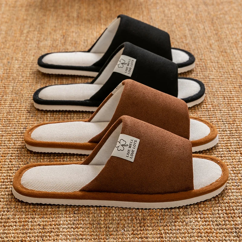 Slippers for Men,Non-Slip Soft-Soled Indoor House Slippers for Spring&Summer, All-Season Linen Home Comfortable Slippers