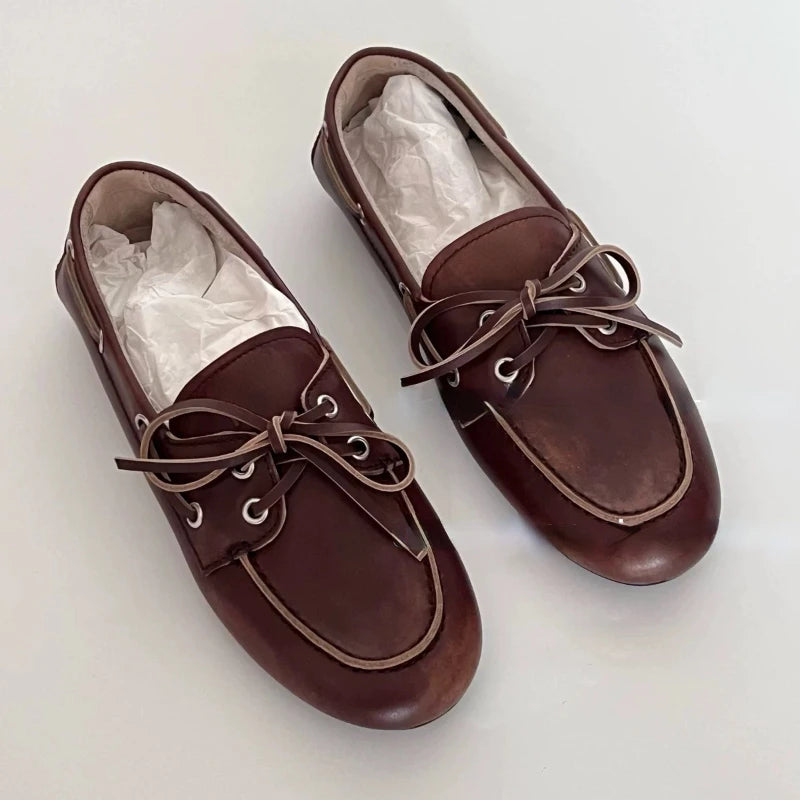 Loafers Woman Flats 2025 Woman Slip-on Casual Soft Leather Female Flats Shoes Comfortable Women's Whoes