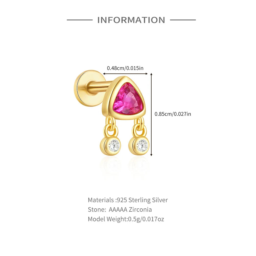 Aide 925 Sterling Silver 1pc Geometry Multi Piercing Stud Earrings For Women K Gold Simple Elegant Tassel Jewelry Gift Pendiente