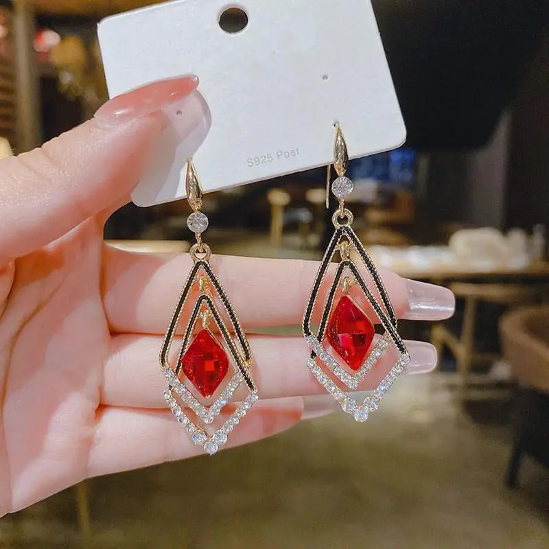 925 Silver Needle Vintage Green Crystal Butterfly Drop Earrings For Women Jewelry 2025 Trending Luxury Zircon Women's Earrings