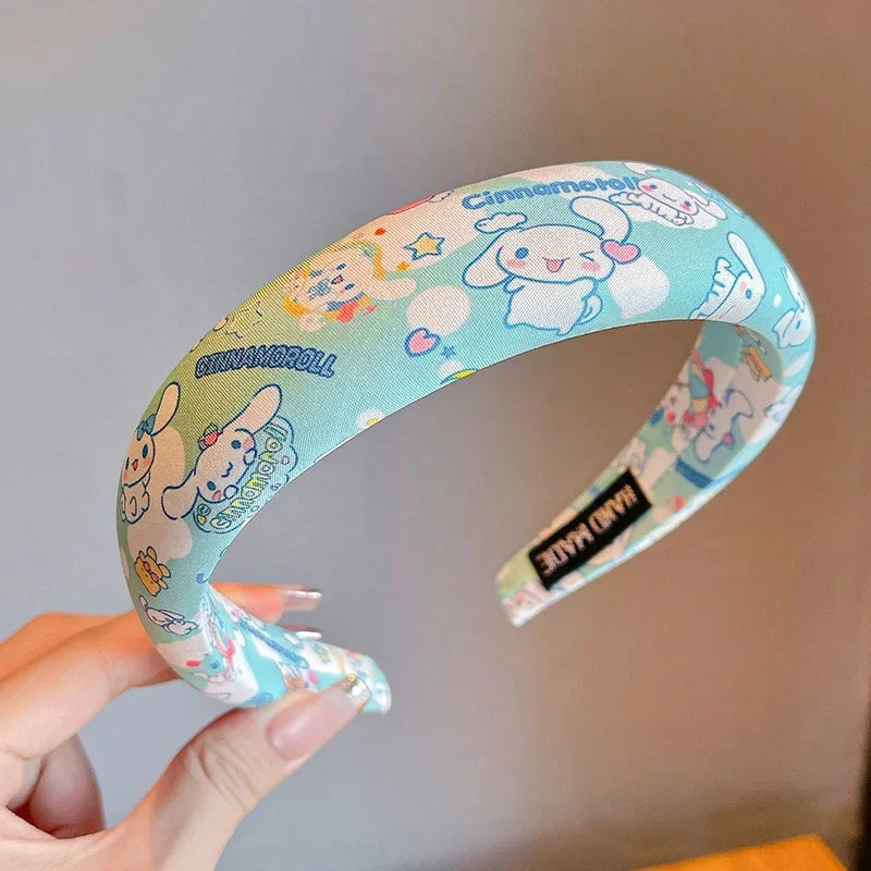 sanrio New Children's Hair Hoop for Girls Sponge High Headband Cute Kuromi Hair Accessories Wide Edge Compression Hair Bundle