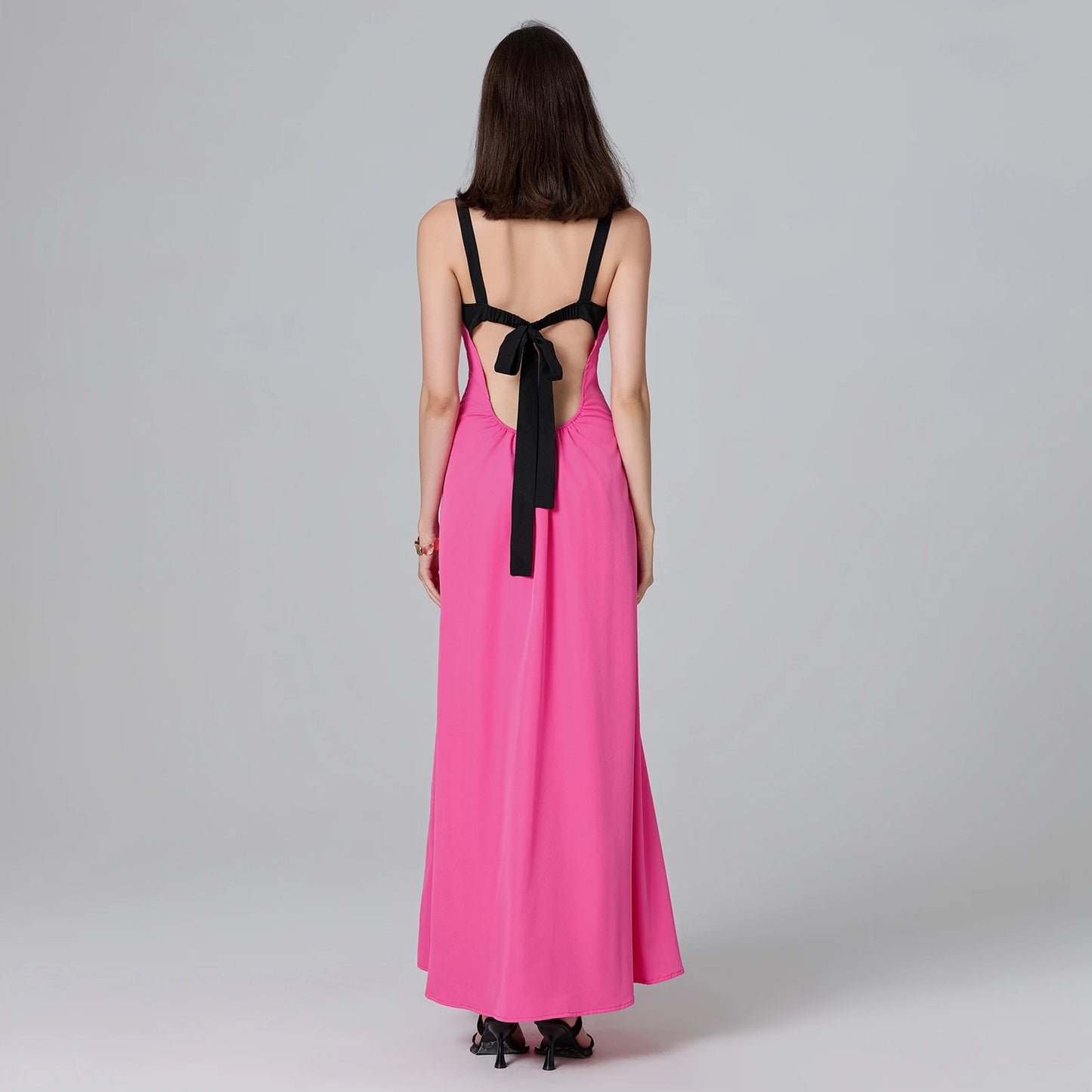 Puloru Night Clubbing Party Dresses Women Patchwork Backless Sleeveless Loose Fit Slips Long Dress Gown Evening Vestidos