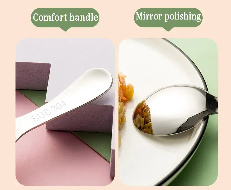 Outdoor Tourism 304 Stainless Steel Portable Tableware, CHILDREN'S Tableware, Dessert Tableware, Spoon and Fork Combination