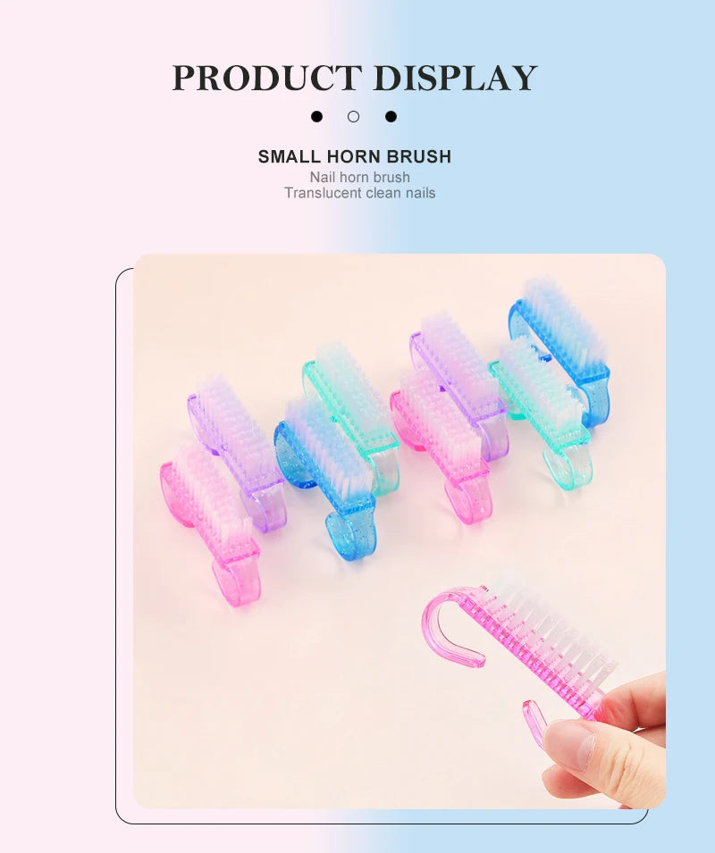 10/1個 プラスチック ネイルブラシ ミックスカラー ネイルハンドスクラブ クリーニングブラシ ダストクリーナー ネイルアート マニキュア ソフトリムーバーツール