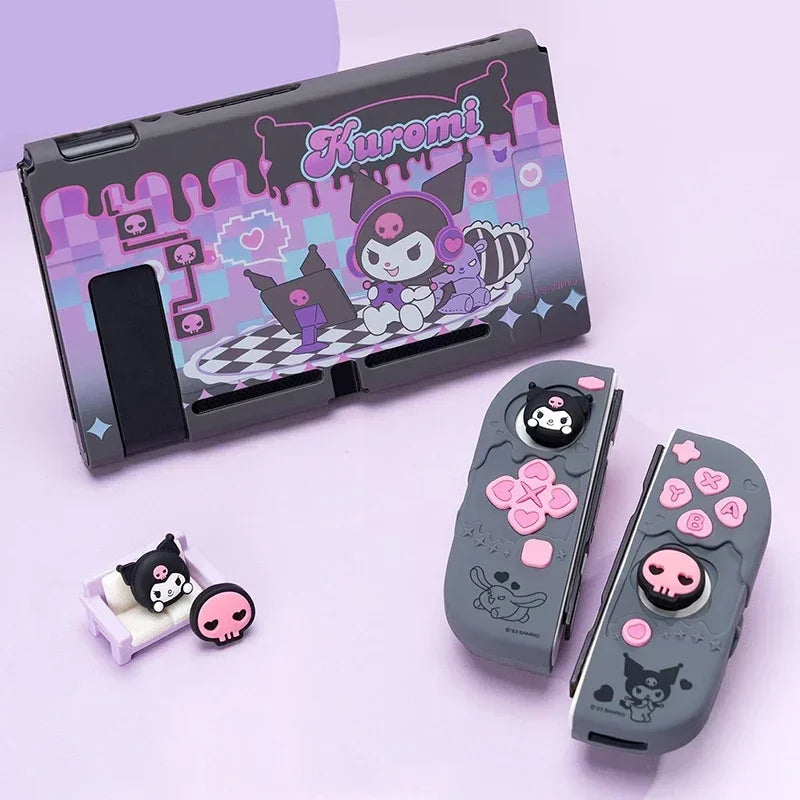 Sanrio Kuromi Cinnamoroll Pochacco Switch Ns/oled Handle Protective Case Anti-fall Digital Accessories Cute Anime Figure Gift