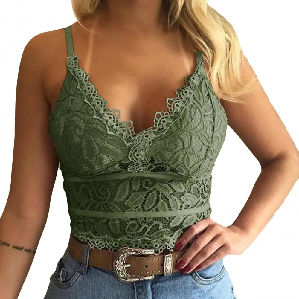 Plus Size 3XL Vest Tank Women Lace Sexy Camisole V Neck Tank Top Underwear Vest Candy Color Bralette Clothes