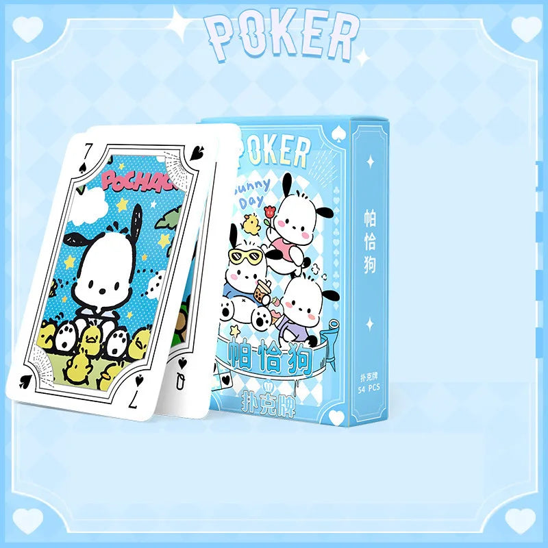 Hello Kitty Poker Cards Cartoon Fun Kuromi Cinnamoroll Melody Kid Sanrio Kawaii Playing Card Board Game Toy Deck Card Collection