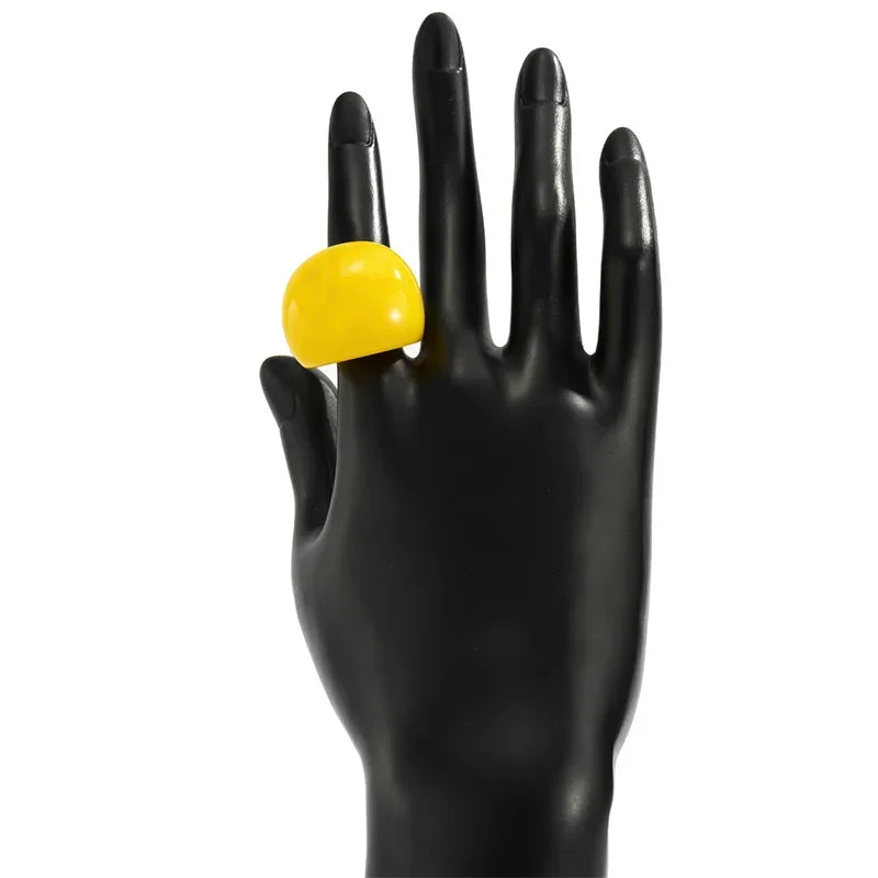 Classic Candy Color Acrylic Ring Exaggerated Geometric Ring Hand Jewelry Wholesale Women's Accessories