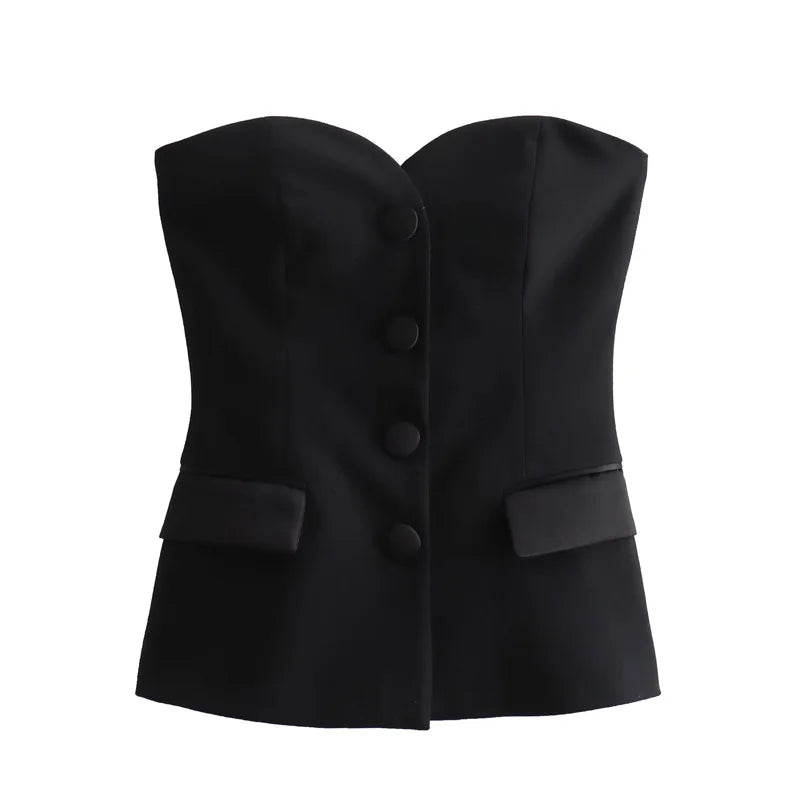 HXAO Tube Top Women 2024 Off shoulder Backless Top Vest Corset top White Black Sleeveless Tops Tank Crop top mujer