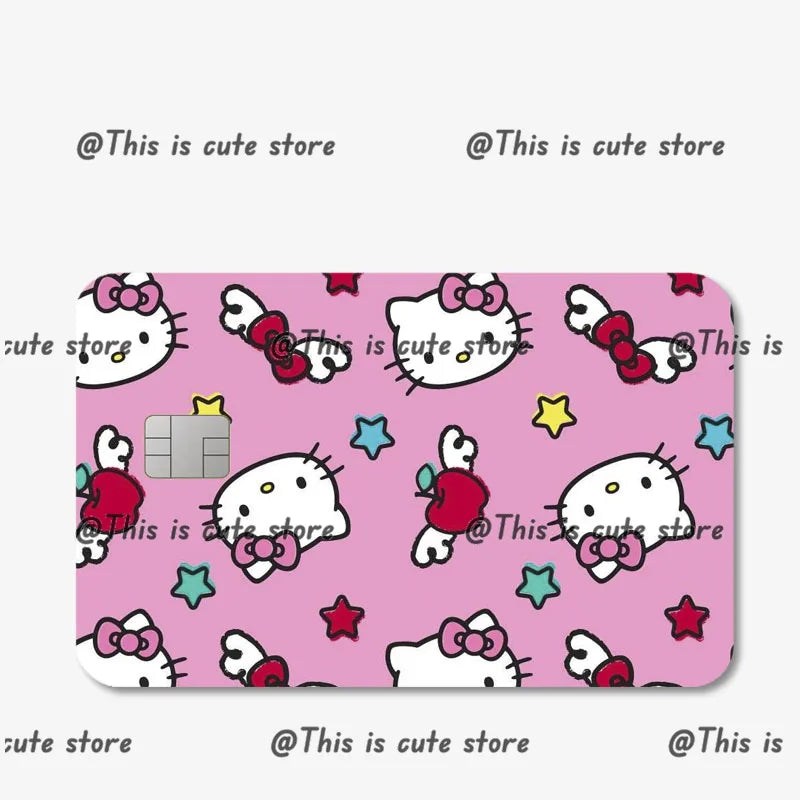 Sanrios Hello Kittys Kuromi Credit Card Skin Stickers for Bank Card Bus Anime Rilakkuma Metro Card Sticker Waterproof Girls Gift