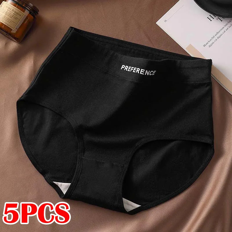 FallSweet 5Pcs Women Plus Size Cotton Panties Seamless Panties Comfort Breathable Underwear Girls Mid-Waist Briefs Sexy Lingerie