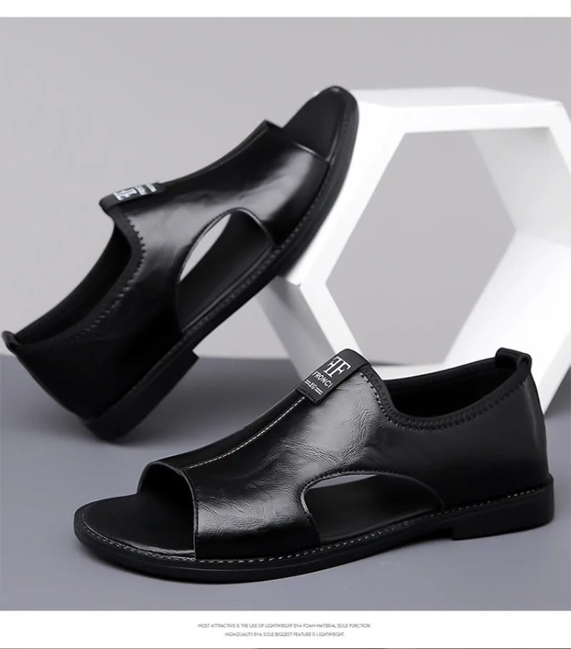Sandals for Men Fashion Hollow Out Casual Shoes Soft Sole Comfort Beach Shoes for Men New Leather Flat Sandal Designer Sandalias
