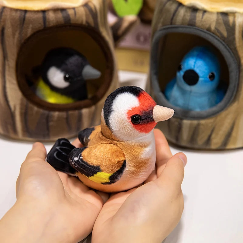 クリエイティブなぬいぐるみツリーハウスと鳥の人形のおもちゃシミュレーション切り株ぬいぐるみかわいい動物人形ホームオフィスの装飾女の子への面白いギフト