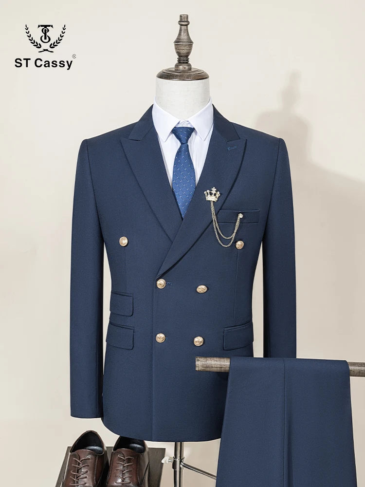 ST Cassy High Quality Men's Suit black Fashionable and Casual Slim Fit Male Groom Wedding Blazers Party Dress Jacket Coat Pants