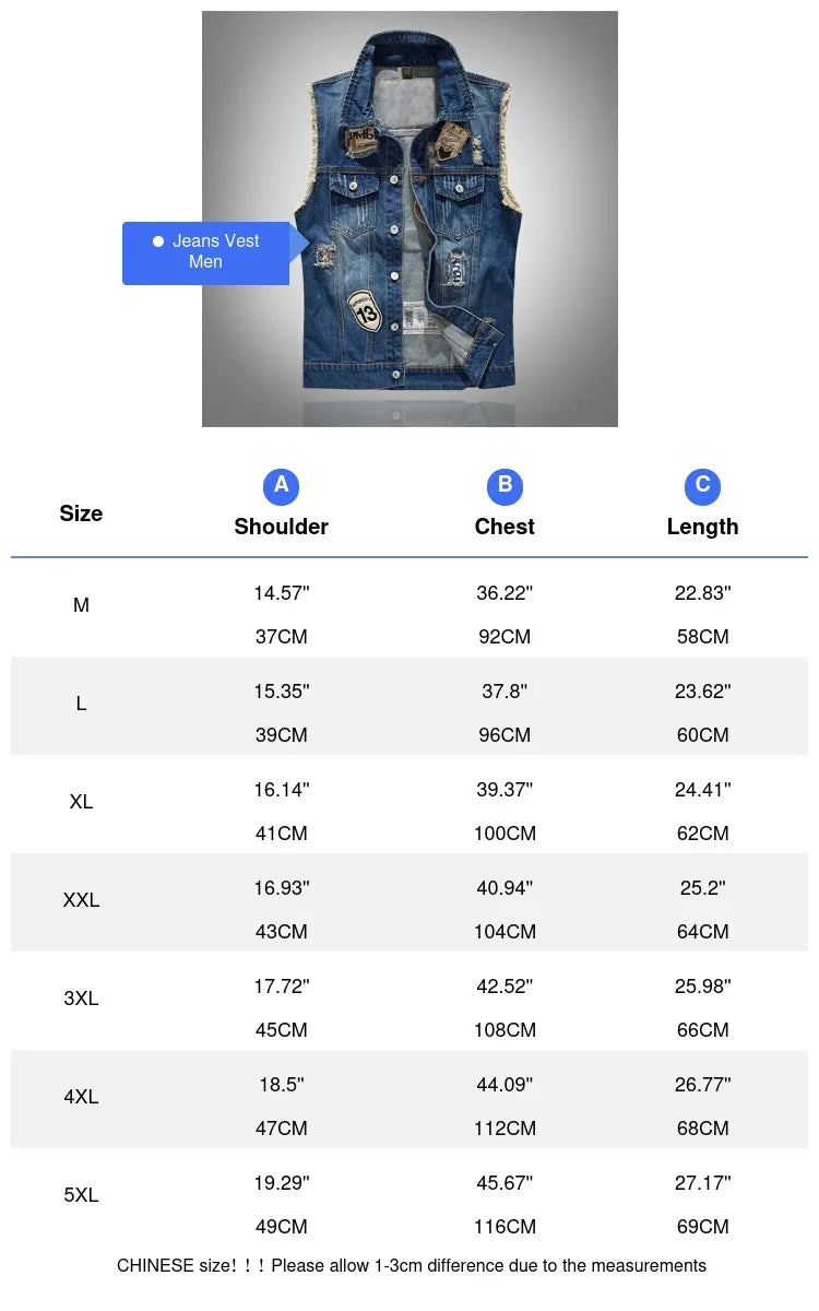 Spring Summer Men's Denim Vest Fashion Male Hip Hop Patch Hole Waistcoats Male Night Club Party Jeans Sleeveless Jacket Clothing