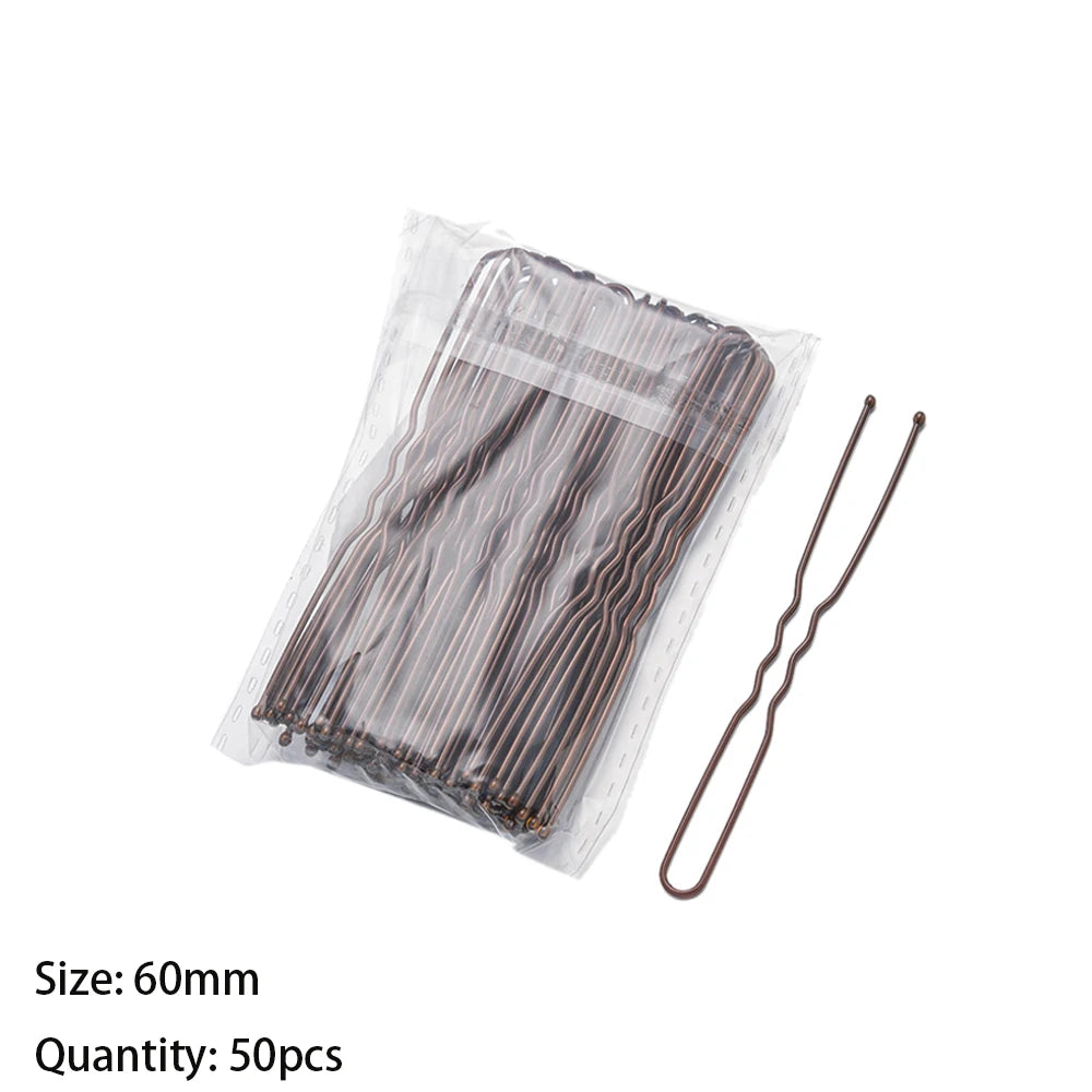 50pcs 50/60/70mm Hair Pin And Clips U Shape For Headpiece Women Girls Hairpins Accessories Bride Wedding Head Jewelry Decoration