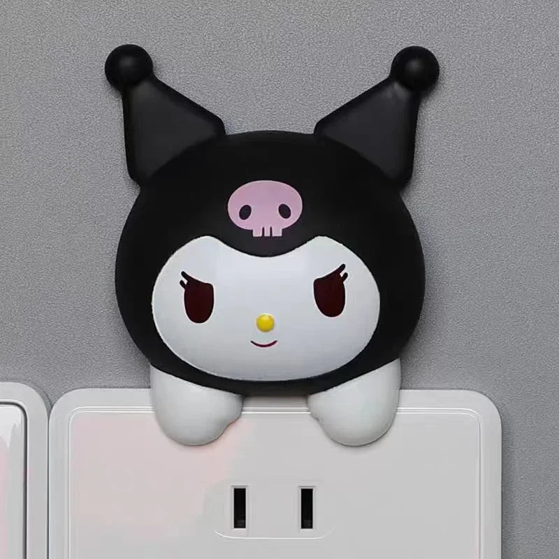 Kawaii Sanria Switch Sticker Anime Hello Kittys Kuromi Melody Creative Bedroom 3D Wall Socket Cover Plate Decor Home Ornaments