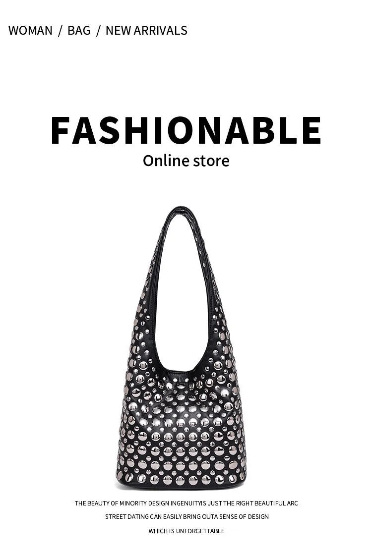 Designer Women's Geometric Shoulder Bag Luxury Shiny Rivet Handmade Clutch Top Brand Fashion Party Evening Purse