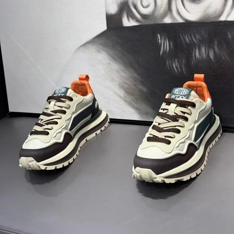 メンズスニーカーシューズ、男性用プラットフォームスポーツシューズ、スポーツとレジャー、カジュアルスニーカー、滑り止め、ファッション、耐摩耗性、ローファー
