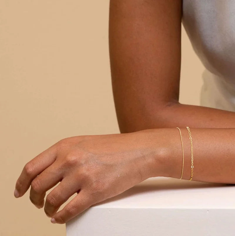 14K Dainty Gold Plated Stackable Bracelets for Women Trendy Chain Bracelets Paperclip Adjustable Tennis Cute Jewelry